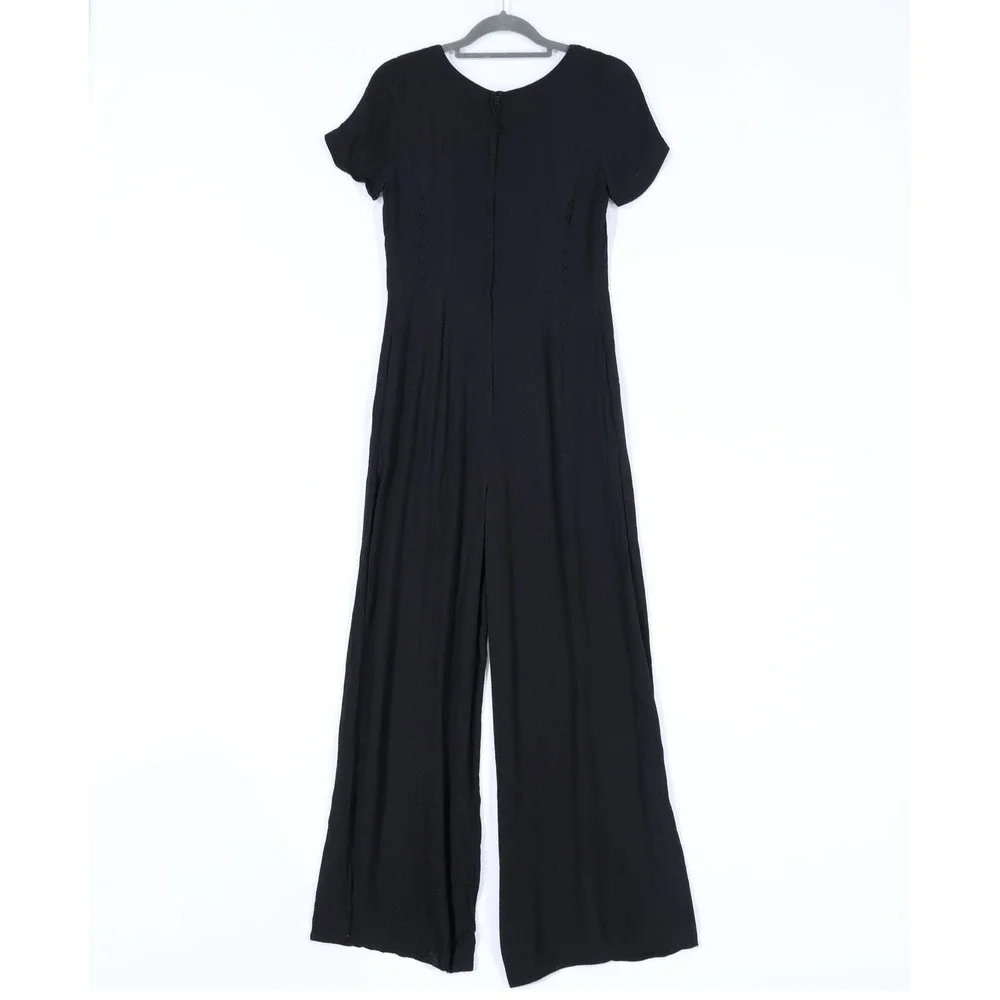 Maeve Anthropologie Jumpsuit Womens 6 Black Wide Leg Scoop Neck Casual Boho